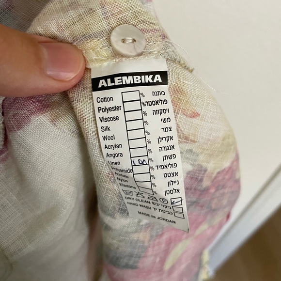 Alembika floral linen midi dress button tie - Picture 6 of 7